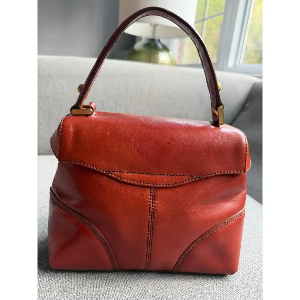 Vintage Maxx New York Hand Purse Leather Cognac Buckle Classic